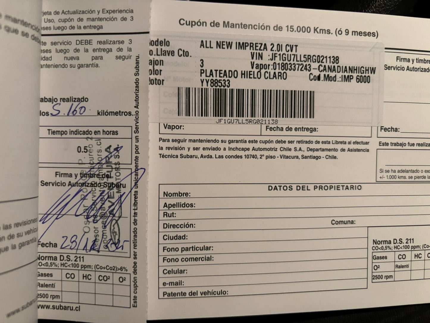 Subaru Impreza 2.0i Awd 2025 | 8.076 km | Santiago