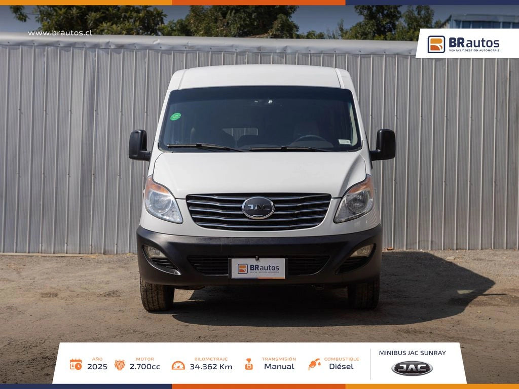 JAC Sunray 2025 frente minibús blanco 13+1 pasajeros