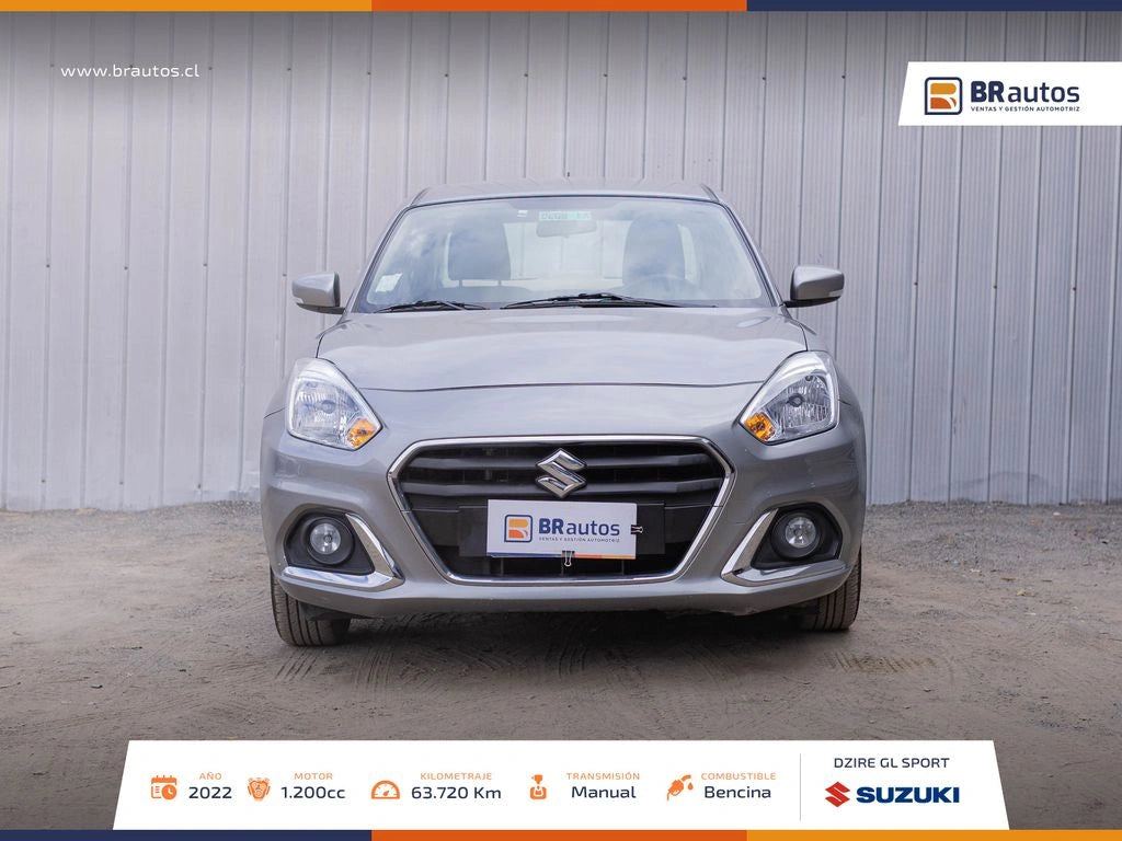 Suzuki Dzire GLX 2022 frente sedán plateado llantas bitono