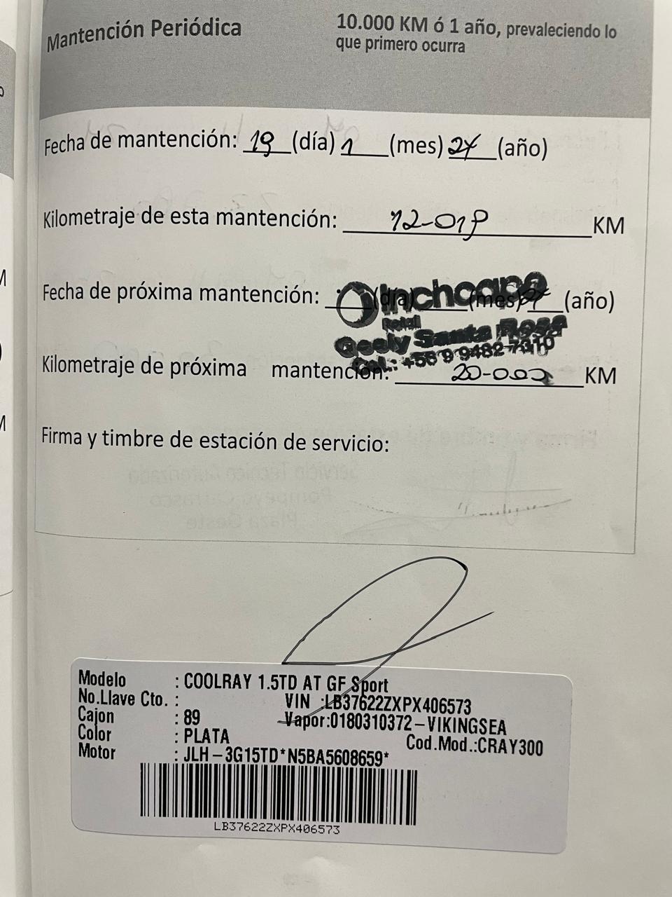 Geely Coolray 1.5T Sport DCT 2023 | 36.063 KM | Único Dueño | Santiago